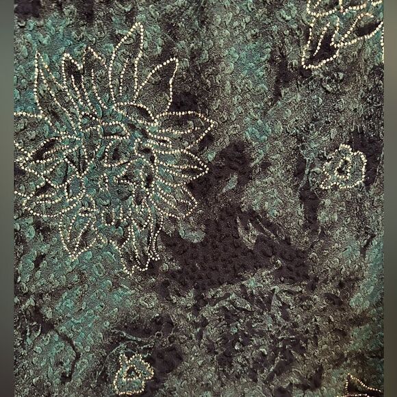 Notations 2 piece skirt outfit green gold felt feel stretchy size Large EUC - Picture 8 of 13